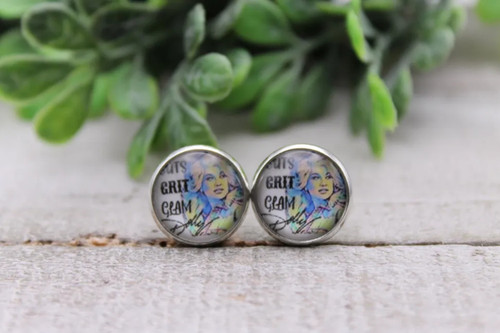 Guts + Grit + Glam || 12mm Glass Stud Earrings 