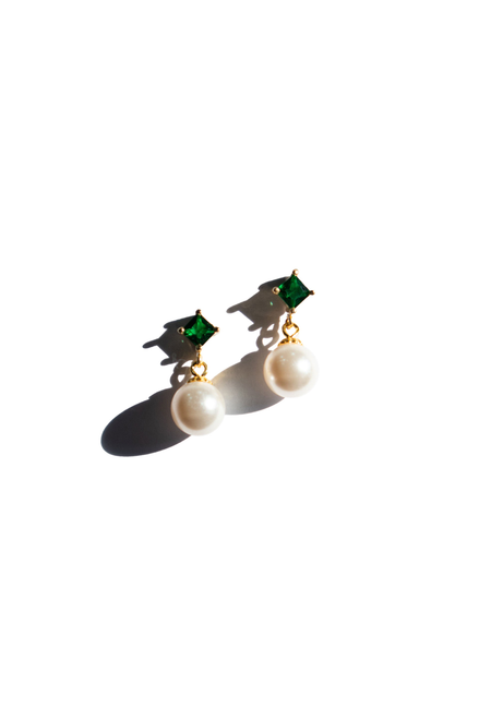 Diana Zircon pearl drop earrings