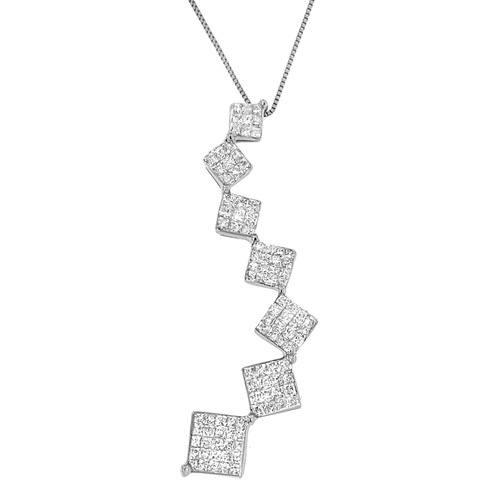 10 Karat White Gold 1 Carat Total Diamond Weight Diamond Snake Curved Pendant Necklace 
