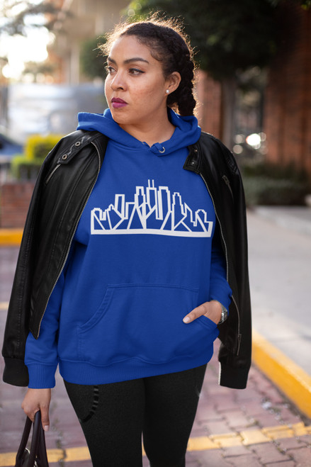 Chicago Skyline Hoodie with White Outline
