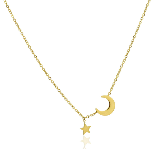 LUNA GOLD STAR AND MOON PENDANT NECKLACE