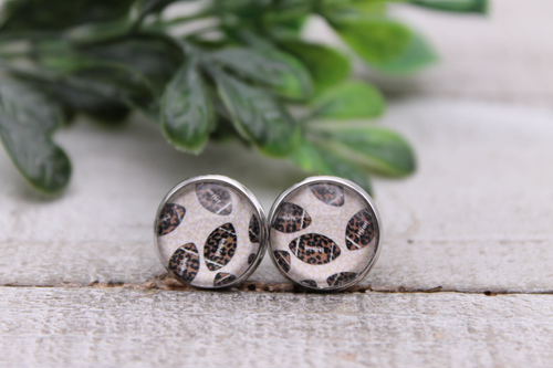 Leopard Footballs || 12mm Stud Earrings