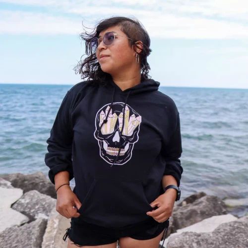 Skull Hoodie with Color Crystals