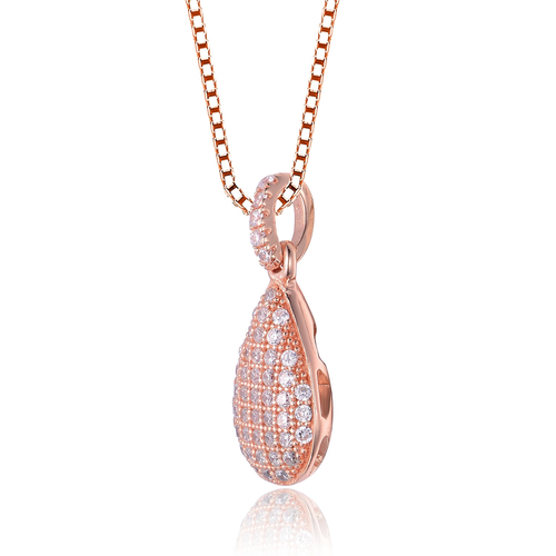 Collette Z Rose-plated Sterling Silver Cubic Zirconia Pear Shape Necklace