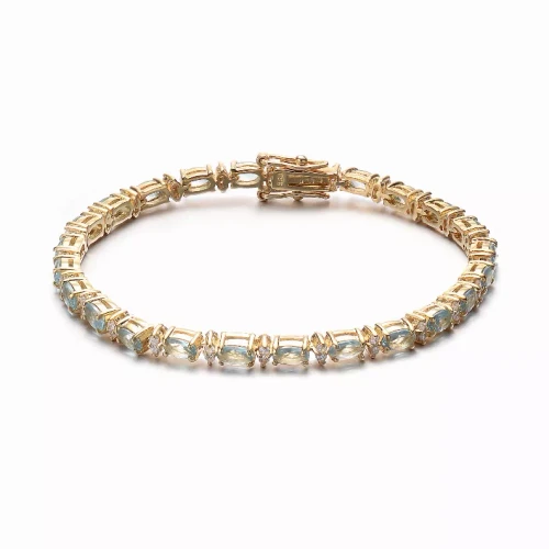 Collette Z Gold Plated Sterling Silver light blue and white Cubic Zirconia Bracelet