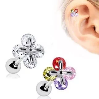 316L Stainless Steel Art of Brilliance Adorned Quatrefoil Cartilage Earring