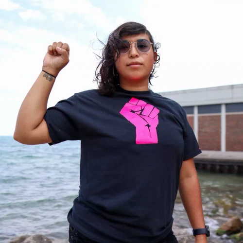 Black Lives Matter/Resist Fist Tee with BLACK LIVES MATTER on back