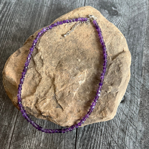 Amethyst Cube Gemstone Necklace
