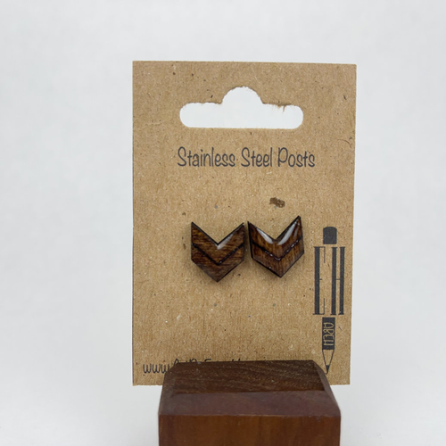 Medium - Dark Oak Chevron Split  - Lightweight Handmade Earrings