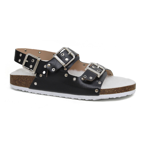 Yoki Womens Via-18-Faux Fur Lined Studded Sandal