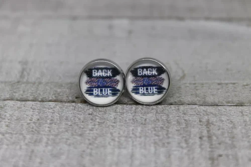 Back The Blue Brushstrokes  Glass Stud Earrings