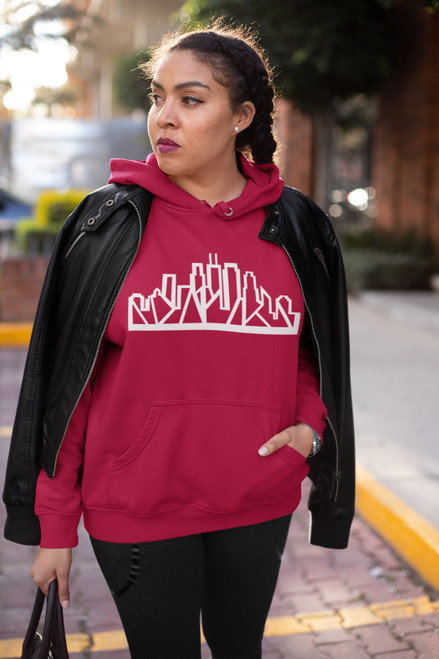 Chicago Skyline Hoodie with White Outline