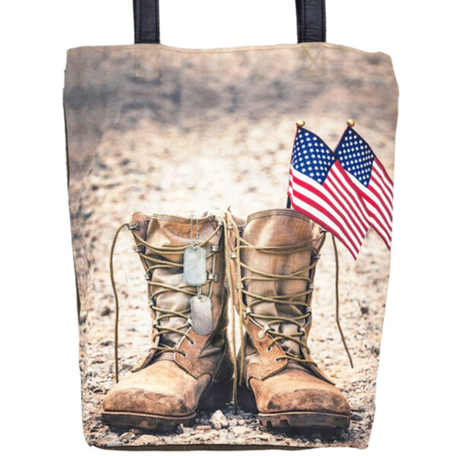 Patriotic Boots Recycled Military Tent Tote-Color