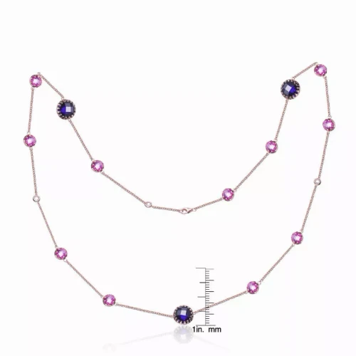 Collette Z Sterling Silver Purple and Pink Stones Trendy Necklace