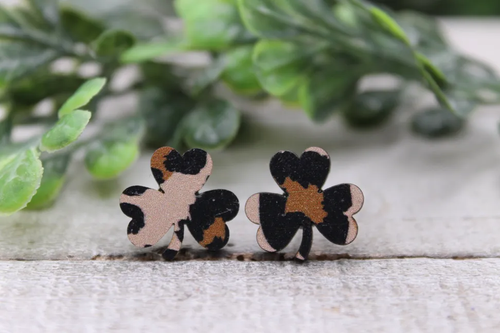 Leopard Shamrocks Stud Earrings