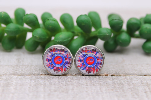 Bills Football - Feathers || Glass Stud Earrings || Hypoallergenic