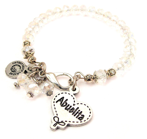 Abuelita Quilted Heart Splash Of Color Crystal Bracelet