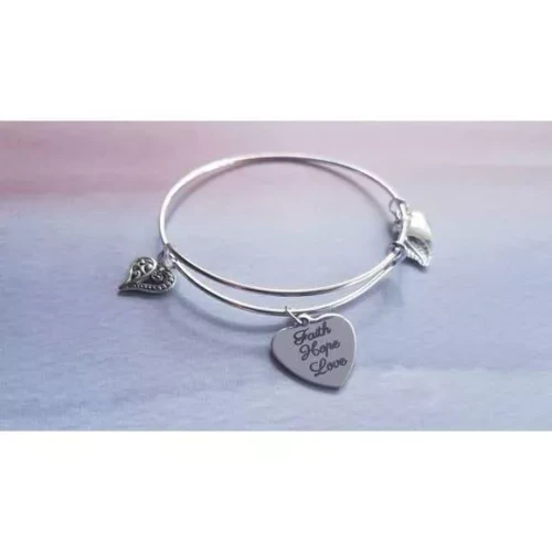 Faith Hope Love Charm Bangle Bracelet