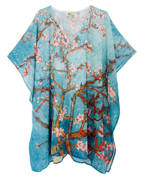 Aqua- Almond Blossom V-Neck Tunic