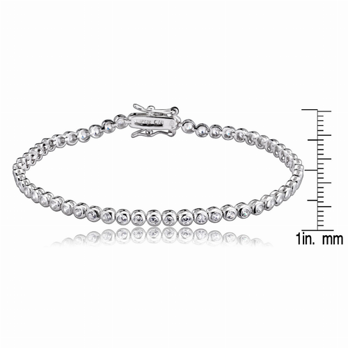 Collette Z Sterling Silver Cubic Zirconia Round Bezel-set Bracelet