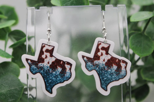 Texas Glitter Fade || Acrylic Dangle Earrings || Hypoallergenic