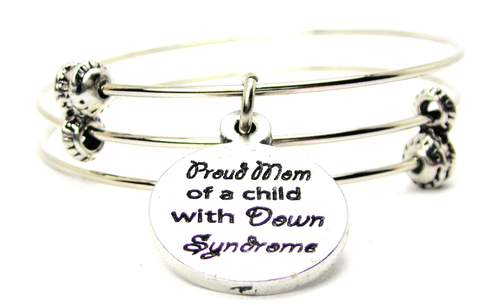 Proud Mom Of A Child With Down Syndrome Triple Style Bangle Bracelet