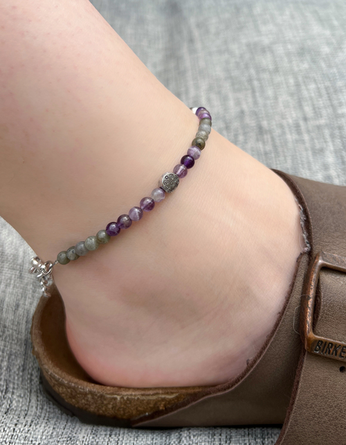 Amethyst and Labradorite Beaded Anklet
