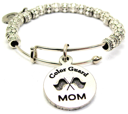 Color Guard Mom Metal Beaded Bangle Bracelet