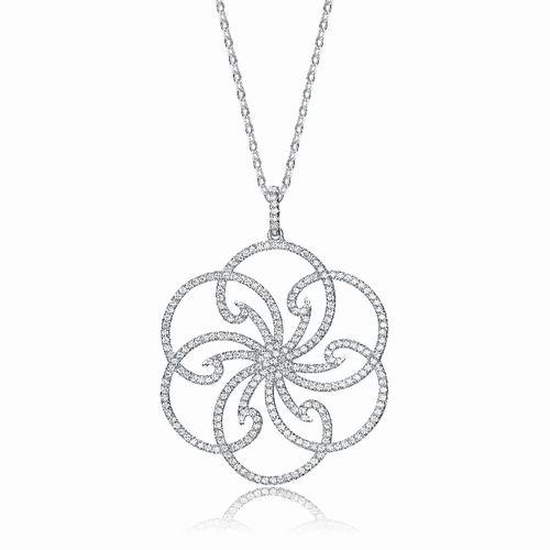 Collette Z Sterling Silver Cubic Zirconia Pave-set Floral Necklace