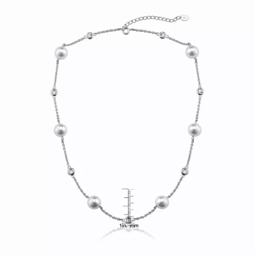 Collette Z Sterling Silver Pearl with Cubic Zirconia Accent Necklace