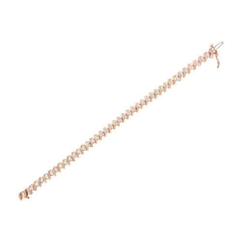 14 Karat Rose Gold Plated Sterling Silver 2 Carat Total Weight Diamond S Lin Karat Tennis Bracelet 