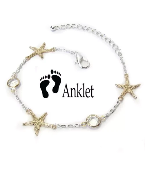 Starfish Anklet Ankle Bracelet - Silver & Gold