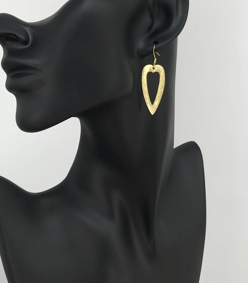 Gold Heart Pendant Earrings 