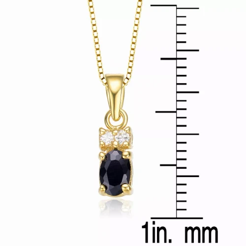 Collette Z Sterling Silver White Cubic Zirconia Gold Plating Clear and Black Cubic Zirconia Pendant