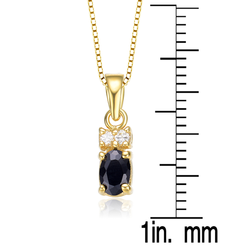 Collette Z Sterling Silver White Cubic Zirconia Gold Plating Clear and Black Cubic Zirconia Pendant