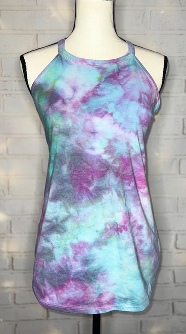Pink Grecian Ice Tie Dye Blank Rocker Tank