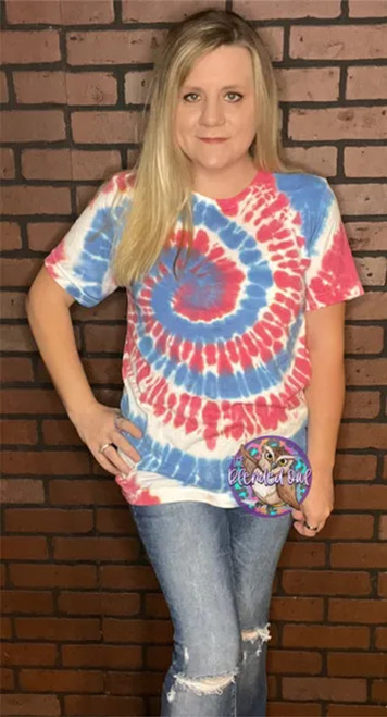 Americana Red White & Blue Blank Tie Dye Tee 