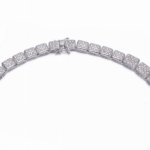 Collette Z Sterling Silver Multicolored Cubic Zirconia Mini Square Necklace