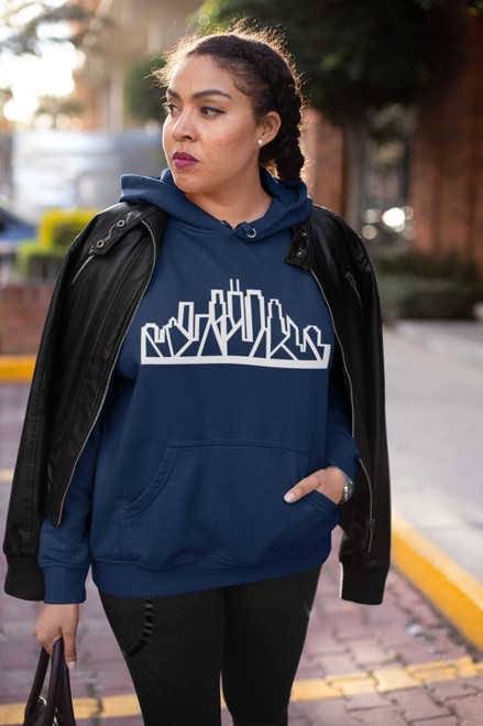 Chicago Skyline Hoodie with White Outline
