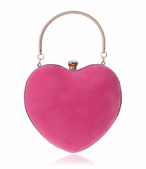 Velvet heart shaped evening clutch bags