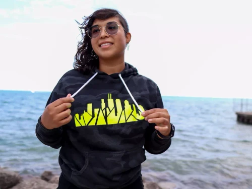 Neon Chicago Skyline Camo Sweatshirt
