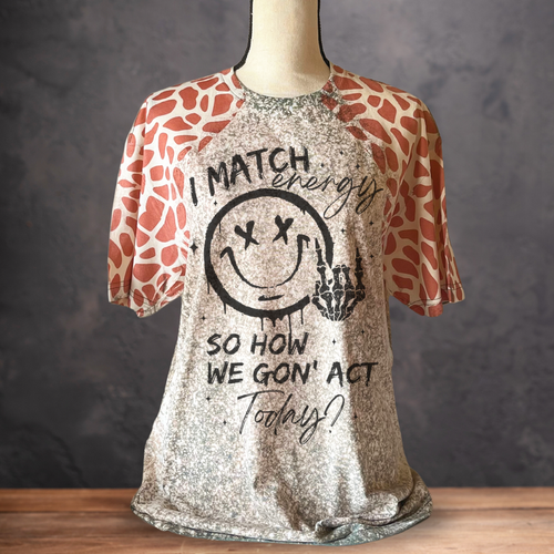 I MATCH ENERGY | Animal Print Sleeves T-Shirt