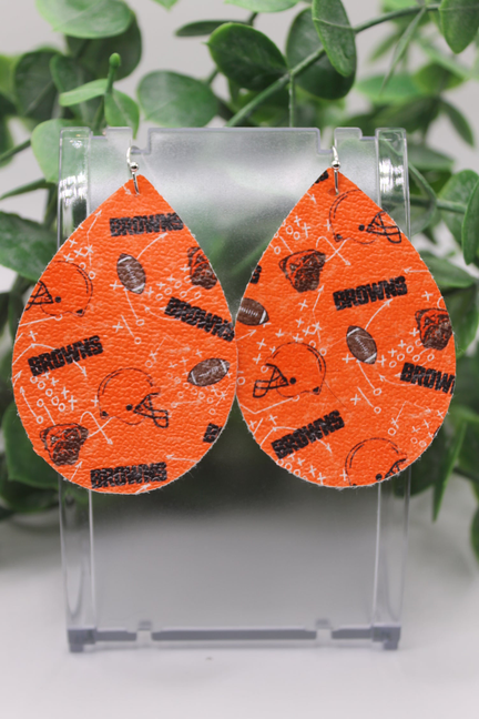 Browns Football || Teardrop Faux Leather Earrings