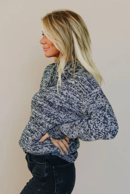 Day Dream Grey Button Sweater