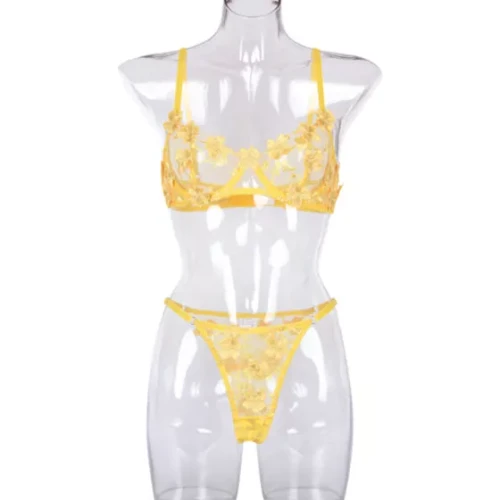 La Belle Fantastique Daisy Embroidery Sexy Lingerie (2 Piece Set)