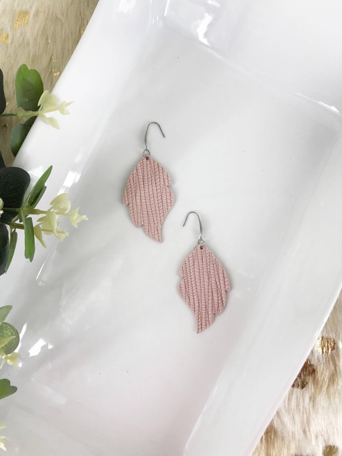 Palm Leaf Leather Dangle Earrings