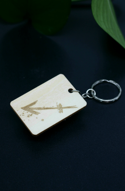 Wood Engraved Sagittarius Keychain
