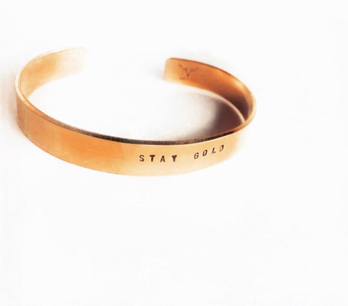 Stay Gold Stamped Cuff Bracelet