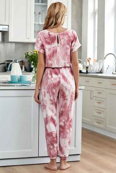 Casual chic Pocketed Tie-dye Jumpsuit