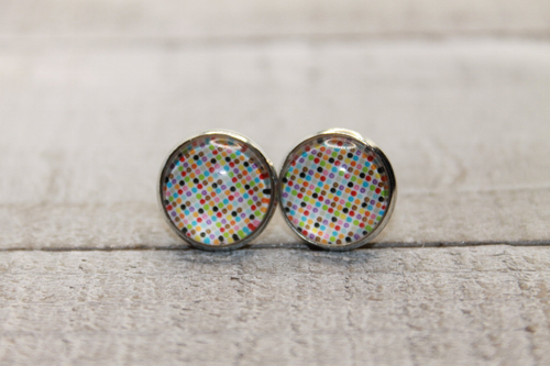 Colorful Dots  Glass Stud Earrings